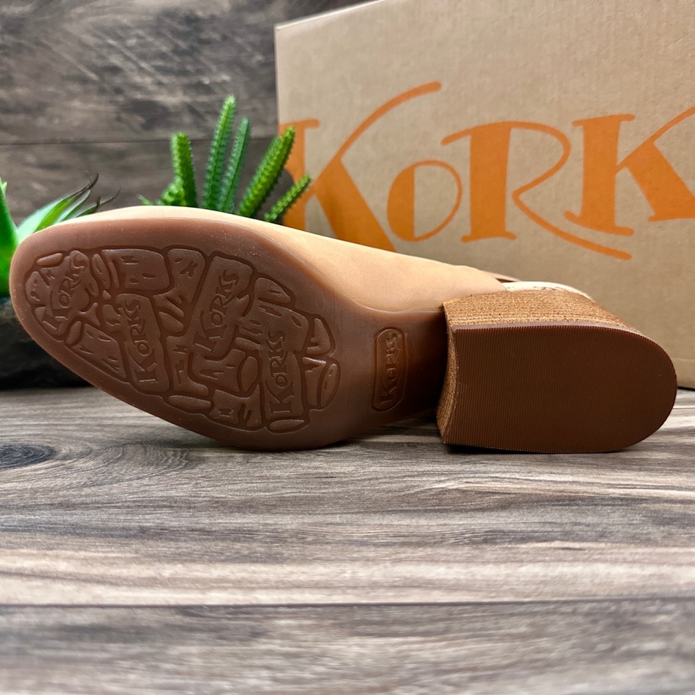 NIB Korks Kork Ease Rayleigh Slingback Block Heel Leather Clogs Natural - Picture 10 of 14